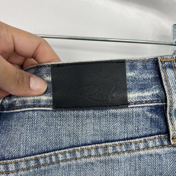 Rails Denim Mini Skirt Size 24 Wynonna Studded Distressed Button Fly Raw Hem - Picture 10 of 10